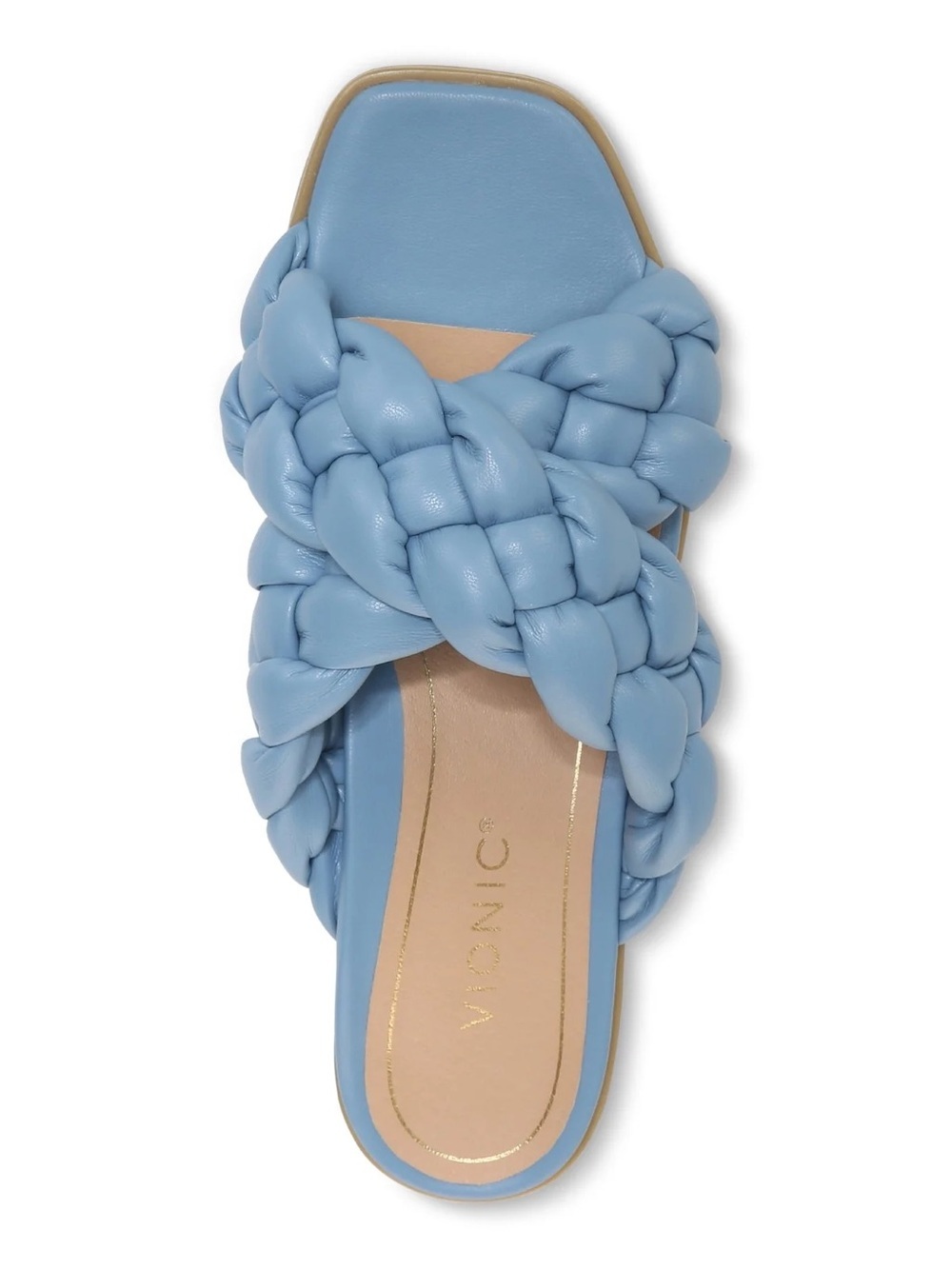 Vionic Kalina Braided Woven Braided Leather Slide Sandals Blue